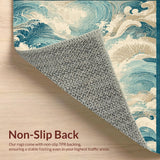 Ultra Soft Area Rug, Non Slip, Stain Resistant, Washable Area Rugs for Living Room, Bedroom, Seashell Dream Coastal Runner Rug with Ocean Currents and Maritime Motifs Design(Blue)