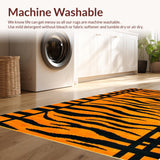 Ultra Soft Area Rug, Non Slip, Stain Resistant, Washable Area Rugs for Living Room, Bedroom, Rustic Earthy Tiger Skin Motif(Orange)