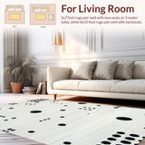 Ultra Soft Area Rug, Non Slip, Stain Resistant, Washable Area Rugs for Living Room, Bedroom, Bold Geometric Contrast Decor(White)
