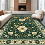 Ultra Soft Area Rug, Non Slip, Stain Resistant, Washable Area Rugs for Living Room, Bedroom, Trendy Leafy Insect Illustrations(Green)