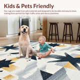 Ultra Soft Area Rug, Non Slip, Stain Resistant, Washable Area Rugs for Living Room, Bedroom, Sleek Minimalist Diamond Layout(Gray)