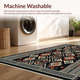 Ultra Soft Area Rug, Non Slip, Stain Resistant, Washable Area Rugs for Living Room, Bedroom, Boho Chic Geometric Motif(Black)