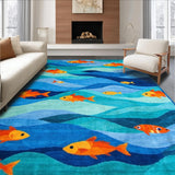 Ultra Soft Area Rug, Non Slip, Stain Resistant, Washable Area Rugs for Living Room, Bedroom, Colorful Marine Life Pattern(Orange)