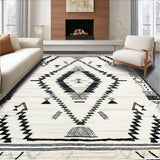 Ultra Soft Area Rug, Non Slip, Stain Resistant, Washable Area Rugs for Living Room, Bedroom, Elegant Symmetrical Monochrome Design(White)