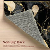 Ultra Soft Area Rug, Non Slip, Stain Resistant, Washable Area Rugs for Living Room, Bedroom, Striking Contemporary Tiled Design(Black)