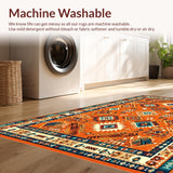 Ultra Soft Area Rug, Non Slip, Stain Resistant, Washable Area Rugs for Living Room, Bedroom, Sophisticated Warm Tones Tiled Look(Orange)