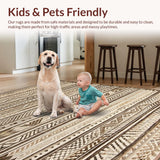 Ultra Soft Area Rug, Non Slip, Stain Resistant, Washable Area Rugs for Living Room, Bedroom, Elegant Warm Striped Casual Aesthetic(Beige)