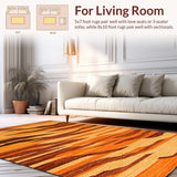 Ultra Soft Area Rug, Non Slip, Stain Resistant, Washable Area Rugs for Living Room, Bedroom, Rustic Handcrafted Wildlife Motif(Orange)