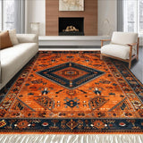 Ultra Soft Area Rug, Non Slip, Stain Resistant, Washable Area Rugs for Living Room, Bedroom, Vibrant Rustic Abstract Aesthetic(Orange)