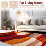 Ultra Soft Area Rug, Non Slip, Stain Resistant, Washable Area Rugs for Living Room, Bedroom, Abstract Earthy Tones Composition(Red)