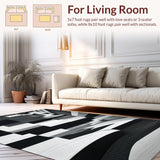 Ultra Soft Area Rug, Non Slip, Stain Resistant, Washable Area Rugs for Living Room, Bedroom, Contemporary Black White Area Rug Stylish Carpet(Black)
