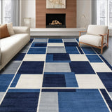 Ultra Soft Area Rug, Non Slip, Stain Resistant, Washable Area Rugs for Living Room, Bedroom, Chic Blue Geometric Design(Blue)