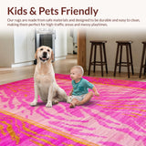 Ultra Soft Area Rug, Non Slip, Stain Resistant, Washable Area Rugs for Living Room, Bedroom, Eclectic Animal Fantasy Decor(Pink)