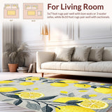 Ultra Soft Area Rug, Non Slip, Stain Resistant, Washable Area Rugs for Living Room, Bedroom, Stylish Wreath Theme for Interiors(Yellow)
