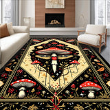 Ultra Soft Area Rug, Non Slip, Stain Resistant, Washable Area Rugs for Living Room, Bedroom, Rustic Earthy Moth Imagery Design(Black)