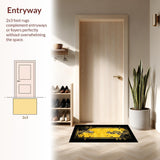 Ultra Soft Area Rug, Non Slip, Stain Resistant, Washable Area Rugs for Living Room, Bedroom, Whimsical Yellow Ethnic Style(Gold)