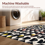 Ultra Soft Area Rug, Non Slip, Stain Resistant, Washable Area Rugs for Living Room, Bedroom, Chic Geometric Harlequin Aesthetic(Black)