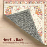 Ultra Soft Area Rug, Non Slip, Stain Resistant, Washable Area Rugs for Living Room, Bedroom, Boho Inspired Stair Landing Area with Secure Grip for Wood Step Decor(Beige)