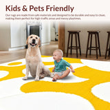 Ultra Soft Area Rug, Non Slip, Stain Resistant, Washable Area Rugs for Living Room, Bedroom, Joyful Colorful Patterned Mat(Yellow)