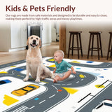 Ultra Soft Area Rug, Non Slip, Stain Resistant, Washable Area Rugs for Living Room, Bedroom, Interactive Kids Play Rug Modern Car Rug for Playroom Fun(Gray)