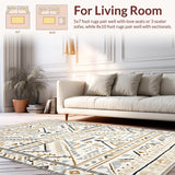 Ultra Soft Area Rug, Non Slip, Stain Resistant, Washable Area Rugs for Living Room, Bedroom, Rustic Off-White Charm with Tassels(Beige)