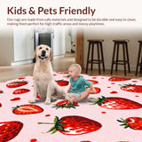 Ultra Soft Area Rug, Non Slip, Stain Resistant, Washable Area Rugs for Living Room, Bedroom, Sunny Vintage Fruit Arrangement(Pink)