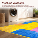 Ultra Soft Area Rug, Non Slip, Stain Resistant, Washable Area Rugs for Living Room, Bedroom, Contemporary Multicolor Mosaic Art(Yellow)