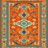 Ultra Soft Area Rug, Non Slip, Stain Resistant, Washable Area Rugs for Living Room, Bedroom, Inviting Minimalist Floral Fusion(Orange)
