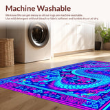 Ultra Soft Area Rug, Non Slip, Stain Resistant, Washable Area Rugs for Living Room, Bedroom, Vibrant Colorful Mythical Design(Blue)