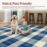 Ultra Soft Area Rug, Non Slip, Stain Resistant, Washable Area Rugs for Living Room, Bedroom, Contemporary Gray Medallion Influence(Blue)