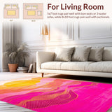 Ultra Soft Area Rug, Non Slip, Stain Resistant, Washable Area Rugs for Living Room, Bedroom, Chic Sunset-Inspired Artistic Flair(Yellow)