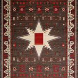 Ultra Soft Area Rug, Non Slip, Stain Resistant, Washable Area Rugs for Living Room, Bedroom, Rustic Earthy Star Medallion(Gray)