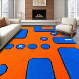 Ultra Soft Area Rug, Non Slip, Stain Resistant, Washable Area Rugs for Living Room, Bedroom, Energetic Color Blocked Graphic Style(Orange)