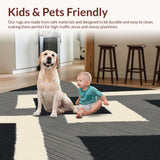 Contemporary Diamond Weave Black & Beige Colorblock Design(Black)