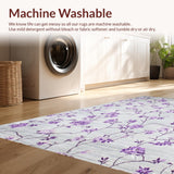 Ultra Soft Area Rug, Non Slip, Stain Resistant, Washable Area Rugs for Living Room, Bedroom, Rustic Light Floral Charm(Purple)