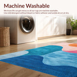 Ultra Soft Area Rug, Non Slip, Stain Resistant, Washable Area Rugs for Living Room, Bedroom, Abstract Pastel Nursery Playroom Non-Slip Rug(Pink)