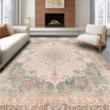 Ultra Soft Area Rug, Non Slip, Stain Resistant, Washable Area Rugs for Living Room, Bedroom, West Elm Contemporary Boho Rug With Heirloom Medallion Design(Beige)