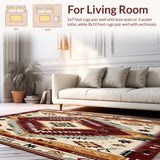 Ultra Soft Area Rug, Non Slip, Stain Resistant, Washable Area Rugs for Living Room, Bedroom, Desert Sunset Medallion Area with Tribal Geometric(Brown)