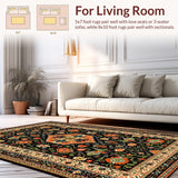 Ultra Soft Area Rug, Non Slip, Stain Resistant, Washable Area Rugs for Living Room, Bedroom, Artistic Black and Orange Visuals(Black)