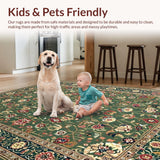 Ultra Soft Area Rug, Non Slip, Stain Resistant, Washable Area Rugs for Living Room, Bedroom, Elegant Transitional Tiled Design(Green)