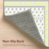 Ultra Soft Area Rug, Non Slip, Stain Resistant, Washable Area Rugs for Living Room, Bedroom, Rustic Gray and White Petals(Yellow)