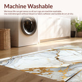 Ultra Soft Area Rug, Non Slip, Stain Resistant, Washable Area Rugs for Living Room, Bedroom, Elegant Marble Border Living Room Stain-Resistant Rug(White)
