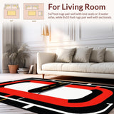 Ultra Soft Area Rug, Non Slip, Stain Resistant, Washable Area Rugs for Living Room, Bedroom, Sleek Checkered Racing Style(Black)