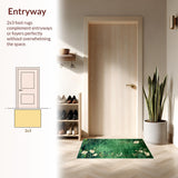 Ultra Soft Area Rug, Non Slip, Stain Resistant, Washable Area Rugs for Living Room, Bedroom, Botanical Non-Slip Door Mat for Kitchen and Bedroom(Green)
