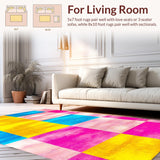 Ultra Soft Area Rug, Non Slip, Stain Resistant, Washable Area Rugs for Living Room, Bedroom, Joyful Brightly Colored Imagery(Pink)