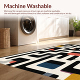 Ultra Soft Area Rug, Non Slip, Stain Resistant, Washable Area Rugs for Living Room, Bedroom, Chic Minimalist Diamond Arrangement(Black)