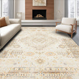Ultra Soft Area Rug, Non Slip, Stain Resistant, Washable Area Rugs for Living Room, Bedroom, Boho Chic Hallway Faded Neutral Area(Beige)