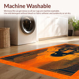 Ultra Soft Area Rug, Non Slip, Stain Resistant, Washable Area Rugs for Living Room, Bedroom, Striking Orange Graphic Aesthetic(Orange)