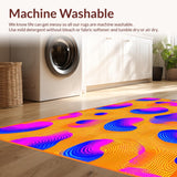 Ultra Soft Area Rug, Non Slip, Stain Resistant, Washable Area Rugs for Living Room, Bedroom, Bright Multicolor Fluid Design(Orange)
