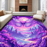 Ultra Soft Area Rug, Non Slip, Stain Resistant, Washable Area Rugs for Living Room, Bedroom, Charming Magical Garden Pattern(Purple)